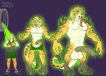 acid after_transformation animal_genitalia animal_penis anthro balls big_balls big_muscles big_penis bodily_fluids body_size_growth bottomwear bulge claws clothed clothing denim denim_bottomwear denim_clothing equine_genitalia equine_penis erection extreme_size_difference fangs footwear fur genital_fluids genitals glowing glowing_body glowing_genitalia glowing_penis growth growth_sequence hair handwear horn huge_balls huge_muscles huge_penis human_to_anthro hyper hyper_balls hyper_genitalia hyper_muscles hyper_penis jeans legwear long_tongue looking_at_viewer male mid_transformation muscular muscular_anthro muscular_male nude open_mouth pants penis sabertooth_(anatomy) shirt shorts simple_background size_difference size_transformation solo species_transformation stripes tail teeth thigh_highs thorns tight_clothing tongue topwear torn_bottomwear torn_clothing torn_jeans torn_legwear torn_pants torn_shirt torn_shorts torn_topwear toxic transformation transformation_by_substance transformation_sequence underwear kiri-anko felid human mammal monster pantherine prehistoric_species saber-toothed_tiger tiger absurd_res digital_media_(artwork) hi_res sequence story story_in_description