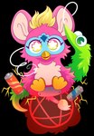 ambiguous_feral ambiguous_gender battery beak blonde_hair duo eyelashes feet feral fur green_body green_fur hair machine occult_symbol pentacle pie_cut_eyes pink_body pink_fur simple_background starry_eyes string summoning summoning_circle symbol toy transparent_background cutepencilcase furby furby_(species) mammal robot squirmle 2024 alpha_channel hi_res shaded