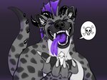 2022 5_fingers ambiguous_gender ambiguous_prey ambiguous_species anthro anthro_focus anthro_pred anthro_prey athletic athletic_anthro athletic_male big_fangs biped black_background black_eyebrows black_horn black_inner_ear black_markings black_nose black_spikes black_spots black_text blurred_foreground bodily_fluids bone bust_portrait canid canine character_in_hand cheek_tuft claws colored countershade_torso countershading curved_horn dagos digital_drawing_(artwork) digital_media_(artwork) digital_painting_(artwork) dipstick_tail dragon dripping drooling duo ear_tuft english_text extreme_size_difference eye_contact eyebrow_spikes eyebrows faceless faceless_ambiguous faceless_anthro faceless_character facial_markings facial_tuft fangs finger_claws fingers fluffy fluffy_tail forked_tongue frill_(anatomy) front_view fur fur_markings fur_tuft gaping_mouth gradient_background grey_background grey_body grey_ears grey_eyebrows grey_fur grey_markings grey_spots half-closed_eyes head_crest head_frill head_markings head_spikes hi_res holding_character horn hungry hybrid hyena imminent_vore inner_ear_fluff lagos_(tariqcantor) larger_anthro larger_male larger_pred long_tail long_tongue looking_at_another looking_down looking_up macro_pred male male_focus male_pred mammal markings membrane_(anatomy) membranous_frill micro micro_abuse micro_in_hand micro_prey multicolored_body multicolored_fur mythological_creature mythological_scalie mythology narrowed_eyes neck_tuft nude on_hand open_mouth open_smile pecs portrait pred_focus presenting presenting_mouth purple_background purple_eyes purple_frill purple_membrane purple_tongue saliva saliva_drip saliva_string scalie scared shaded sharp_teeth simple_background size_difference size_play skull skull_and_crossbones skull_symbol smaller_ambiguous smaller_anthro smaller_prey smile smug solo_focus speech_bubble spiked_tail spikes spikes_(anatomy) spots spotted_body spotted_fur spotted_hyena spotted_markings spotted_tail standing sweat sweatdrop tail tail_markings tail_spines teasing teeth text three-quarter_view tongue tongue_out tuft two_tone_body two_tone_fur wet wet_tongue white_body white_claws white_countershading white_fur white_inner_ear_fluff white_markings worried ych_(character)