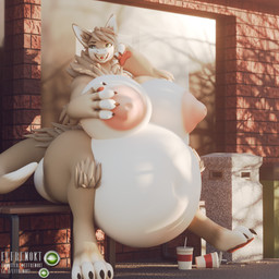 anthro belly big_belly big_breasts bloated breasts detailed_background female fur happy huge_belly huge_breasts huge_thighs hyper hyper_belly hyper_thighs nipples non-mammal_nipples nude nude_anthro outside solo tail thick_thighs effrenokt ghostlyshark_(modeler) mythology dragon furred_dragon furred_scalie mamagen mythological_creature mythological_scalie scalie 1:1 3d_(artwork) blender_(artwork) blender_cycles_(artwork) digital_media_(artwork) hi_res