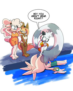3_toes anthro asphyxiation barefoot big_tail blue_eyes brown_body brown_fur clothing dialogue drowning eyelashes eyes_closed face_in_water feet female female_anthro fur gloves grey_body grey_fur group handwear male multicolored_body multicolored_fur one-piece_swimsuit orange_clothing orange_swimwear plantigrade purple_eyes quills_(anatomy) speech_bubble swimming_pool swimming_trunks swimwear tail text toes unconscious water white_body white_clothing white_fur white_gloves white_handwear white_swimwear white_wool wool_(fur) wool_hair yellow_clothing yellow_swimwear himitsu popfulblue idw_publishing sega sonic_the_hedgehog_(comics) sonic_the_hedgehog_(idw) sonic_the_hedgehog_(series) lanolin_the_sheep_(sonic) silver_the_hedgehog tangle_the_lemur whisper_the_wolf bovid canid canine canis caprine eulipotyphlan hedgehog lemur mammal primate ring-tailed_lemur sheep strepsirrhine wolf 4:5 absurd_res comic english_text hi_res