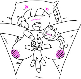 big_breasts blush bow_(feature) bow_tie breasts female first_person_view genitals group heart_symbol legs_up male nipples open_mouth penis pillow plushie pubes question_mark sleeping smile tongue tongue_out the_weaver toybox_pals anon colt_(weaver) mr._bun-bun_(toybox_pals) mr._sheep_(toybox_pals) animate_inanimate bovid caprine domestic_sheep equid equine horse human lagomorph leporid living_plushie mammal rabbit sheep
