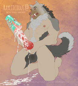 5_fingers animal_genitalia animal_penis anthro balls big_balls big_fangs big_penis biped black_balls black_body black_fur black_tail bodily_fluids broken_sex_toy brown_body brown_fur brown_lips canine_genitalia canine_penis claws cum cum_drip cum_in_sex_toy cum_on_balls cum_on_ground cum_on_own_balls cum_on_own_knot cum_on_own_penis cum_on_penis cum_on_self cum_on_sex_toy dripping erection facial_piercing fangs fingers fur genital_fluids genitals glistening glistening_genitalia glistening_knot glistening_nipples glistening_nose glistening_penis grey_body grey_ears grey_fur grey_inner_ear_fluff grey_tail half-closed_eyes head_tuft inner_ear_fluff kneeling knot lips looking_pleasured male masturbation muscular muscular_anthro muscular_male narrowed_eyes nipples nose_piercing penetrable_sex_toy penile penile_masturbation penis piercing red_eyes red_penis septum_piercing sex_toy solo tail teeth text tongue tongue_out tuft white_claws rayliicious canid canine canis domestic_dog german_shepherd herding_dog mammal pastoral_dog digital_media_(artwork) hi_res signature url
