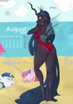 anthro anthrofied beach calendar calendar_graphic clothing female group heart_eyes heart_symbol horn male one-piece_swimsuit pose seaside silhouette swimwear trio_focus longtailshort friendship_is_magic hasbro my_little_pony mythology princess_cadance_(mlp) queen_chrysalis_(mlp) shining_armor_(mlp) arthropod changeling equid equine mammal mythological_creature mythological_equine unicorn absurd_res hi_res pinup