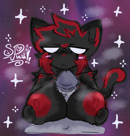 angry annoyed anthro areola big_areola big_breasts black_body black_fur blush breast_play breasts duo female freckled_breasts freckles fur genitals grey_body grey_fur grey_penis hair hand_on_breast male male/female penis red_areola red_body red_fur red_hair red_nose sex space sparkles star steam thick_penis titfuck splashrollup nyan_cat_(copyright) nyan_cat tac_nayn felid feline mammal hi_res meme gynomorph_(lore)
