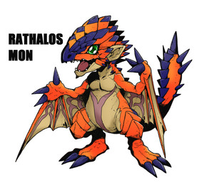 anthro chibi claws green_eyes solo spiked_tail spikes spikes_(anatomy) tail text wings ulcer_gag bandai_namco capcom digimon monster_hunter mythology dragon flying_wyvern mythological_creature mythological_scalie rath_wyvern rathalos scalie crossover english_text hi_res