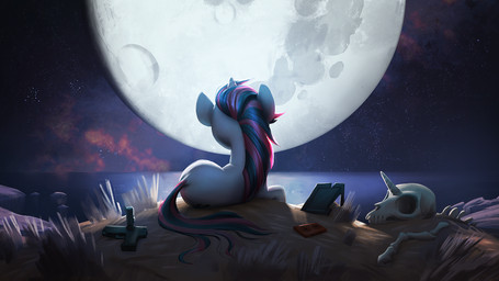 alternate_universe audio_cassette black_hair bone cassette_tape cutie_mark female feral fur grass gun hair handgun hooves horn lying moon multicolored_hair night outside pistol plant ranged_weapon red_hair skeleton skull sky solo space spacescape two_tone_hair weapon white_body white_fur makkon fallout fallout_equestria foe:_project_horizons friendship_is_magic hasbro microsoft my_little_pony mythology blackjack_(fallout_equestria) fan_character equid equine horse mammal mythological_creature mythological_equine pony unicorn 16:9 crossover hi_res widescreen