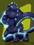 anthro anus glowing glowing_anus glowing_flesh glowing_markings male markings presenting presenting_anus simple_background solo spreading abrahamsillo baresenio reptile scalie hi_res