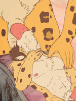 animal_genitalia anthro anthro_on_anthro balls black_ears bottomwear bottomwear_aside clothing clothing_aside deep_throat duo faceless_anthro faceless_character faceless_male fur genitals hand_on_neck hand_on_shoulder irrumatio leopard_spots loincloth loincloth_aside lying male male/male markings masturbating_while_penetrated masturbation neck_bulge nipples on_back oral oral_penetration penetration penile penile_spines penis sex sheath size_difference smaller_penetrated spots spotted_body spotted_fur standing throat_swabbing whiskers yellow_body yellow_fur jerrydamato cheetah felid feline leopard mammal pantherine 2d_animation 3:4 animated frame_by_frame hi_res loop no_sound short_playtime webm