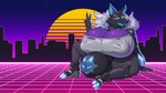 anthro big_breasts big_bulge breasts bulge bulge_in_face chug_jug cleavage clothed clothing fluffy gynomorph huge_breasts huge_bulge hyper hyper_breasts hyper_bulge intersex latex null_bulge solo synthwave thick_thighs impaledwolf epic_games fortnite pack_leader_highwire canid canine canis mammal wolf 16:9 4k absurd_res hi_res widescreen