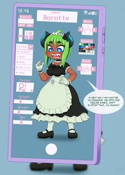 after_transformation body_slider breasts clothing dialogue female hair horn inflatable maid_uniform not_furry seam_(sewing) solo standing text uniform mentalcrash rorotte_(character) animate_inanimate goblin humanoid living_inflatable absurd_res digital_media_(artwork) english_text hi_res