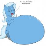 americananomaly_(artist) belly big_belly bloated english_text equid equine female feral friendship_is_magic happy hasbro hi_res horn huge_belly hyper hyper_belly inflation mammal my_little_pony mythological_creature mythological_equine mythology simple_background slime slime_inflation smile solo text trixie_(mlp) unicorn white_background