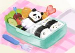 bento_box biped black_body black_fur black_nose blush chibi food fur micro multicolored_body multicolored_fur solo two_tone_body two_tone_fur white_body white_fur araru bear giant_panda mammal 2020 hi_res