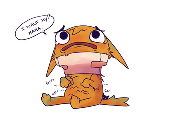 ambiguous_gender feral ill onomatopoeia sad solo sound_effects text herutastic 4:3