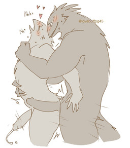 abdominal_bulge anthro anthro_on_anthro anthro_penetrated anthro_penetrating anthro_penetrating_anthro blush bodily_fluids cum cum_while_penetrated duo empty_eyes from_behind_position genital_fluids genitals grey_body heart_symbol hearts_around_head holding_partner humanoid_genitalia humanoid_penis looking_at_another looking_at_partner looking_pleasured male male/male male_penetrated male_penetrating male_penetrating_male moan muscular muscular_anthro muscular_male narrowed_eyes penetration penis saliva saliva_string sex sharp_teeth side_view simple_background teeth white_background white_eyes x-ray_view lovebuffpg45 avian