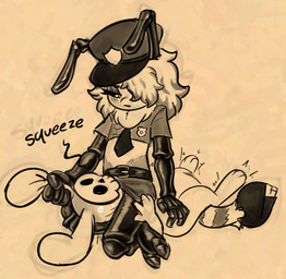 3_toes 4_fingers accessory antennae_(anatomy) anthro anthro_on_anthro asphyxiation badge belt biped black_sclera black_text bodily_fluids bone bottomwear breath_play chokehold choking clothing crop_top digitigrade duo ear_grab exoskeleton feet female fingers flat_chested hair hair_over_eye half-closed_eyes hand_on_leg hand_on_thigh interspecies legs_around_neck long_hair looking_down looking_down_at_partner lying male male/female mouth_closed narrowed_eyes necktie nude nude_anthro nude_male on_back police police_hat police_officer shirt short_sleeves skirt skull skull_head sound_effects sweat sweaty_face tail text toes topwear young young_anthro young_female soulcentinel violet_echo waketab_(waketab) arthropod insect lagomorph leporid mammal morsectuum rabbit 2026 english_text monochrome sepia