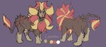 2021 blonde_mane character_name felid flat_colors front_view generation_6_pokemon hi_res leonidas_(lth-rg) lofthearts looking_at_viewer male mammal mane model_sheet multicolored_mane nintendo pantherine pokemon pokemon_(species) pokemon_mystery_dungeon pyroar quadruped rear_view red_eyes red_mane simple_background solo spike_chunsoft two_tone_mane white_background