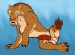 animal_genitalia balls erection feral genitals male pawpads penile_spines penis raised_leg sheath solo third-party_edit zafara_(artist) blue_sky_studios ice_age_(series) diego_(ice_age) felid mammal prehistoric_species saber-toothed_tiger