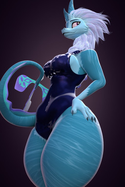 anthro blue_body blue_fur breasts clothing curvy_figure female fur hair long_hair looking_sideways one-piece_swimsuit pink_eyes simple_background smile solo standing swimwear thick_thighs voice_actor_joke voluptuous voluptuous_anthro voluptuous_female wide_hipped_anthro wide_hipped_female wide_hips anaroth twilightv0ids_(modeler) aquafina disney mythology raya_and_the_last_dragon sisu_(ratld) dragon mythological_creature mythological_scalie scalie 3d_(artwork) 3d_model_showcase digital_media_(artwork) hi_res