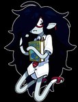 bite_mark bite_mark_on_neck black_hair book clothing eyewear fanged_bite_mark fanged_bite_mark_on_neck fangs female footwear glasses hair necktie nerd not_furry pointy_ears sandals shirt shoes socks socks_with_sandals solo teeth topwear discount-supervillain adventure_time cartoon_network marceline_abadeer demon humanoid vampire