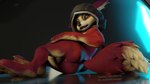 anthro balls black_clothing butt clothing fur genitals gynomorph hood_only intersex lying on_side paws presenting presenting_hindquarters red_body red_fur simple_background solo edricmarcry blizzard_entertainment warcraft cheega_(edricmarcry) canid mammal vulpera 16:9 3d_(artwork) digital_media_(artwork) hi_res widescreen