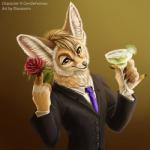 alcohol anthro beverage clothed clothing cocktail fur hair looking_at_viewer male smile solo diaszoom canid canine fennec_fox fox mammal true_fox 1:1 animated low_res short_playtime