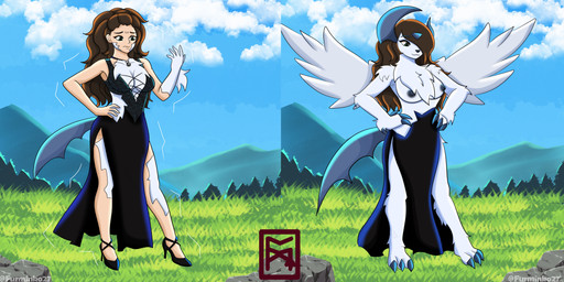 anthro before_and_after black_nipples breasts claws clothed clothing clothing_loss dress female footwear high_heels human_to_anthro mid_transformation nipples outside pokemon_transformation pokemorph shoe_loss shoes solo species_transformation standing text torn_clothing torn_dress transformation transformation_sequence furminko27 nintendo pokemon generation_6_pokemon human mammal mega_absol mega_evolution pokemon_(species) 2:1 absurd_res english_text hi_res sequence