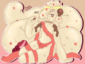 big_tail biped bulge candy chocolate clothed clothing dessert femboy food front_view holidays ice_cream male male_humanoid partially_clothed ribbons sitting solo tail sodacrumble valentine's_day quinn_(sodacrumble) food_creature goo_creature goo_humanoid humanoid ice_cream_creature 4:3 hi_res