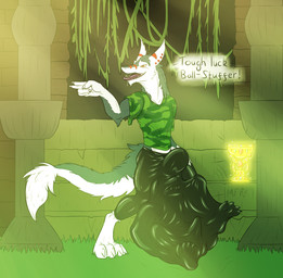 animal_genitalia anthro aroused balls bodily_fluids body_outline bottomwear clothing cock_vore digestion drooling erection forest genitals implied_fatal jungle leggings legwear male muffled multiple_prey pants penile penis plant predator/prey saliva sheath sheath_bulge shirt soft_vore solo squirming teasing tight_balls tight_bottomwear tight_bulges tight_clothing tight_pants tongue topwear treasure tree vore conditional_dnp samagthrav2 lukas_(lukan) sergal hi_res