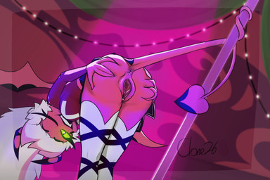 anus bent_over bottomwear butt clothed clothing female genitals hair horn no_underwear one_eye_closed partially_clothed pink_body pink_skin pink_vulva pole ponytail prehensile_tail presenting presenting_vulva skirt solo spade_tail spotlight spread_butt spread_vulva spreading stripper_pole tail tail_under_skirt vulva wings wink clone26 hellaverse helluva_boss verosika_mayday demon demon_humanoid humanoid succubus 3:2 hi_res
