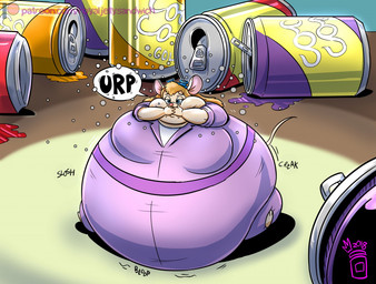 air_inflation anthro belly belly_expansion belly_inflation beverage_can big_belly blonde_hair blue_eyes body_inflation burping expansion female hair huge_belly inflation soda_inflation solo spherical_inflation royaljellysandwich chip_'n_dale_rescue_rangers disney gadget_hackwrench mammal mouse murid murine rodent