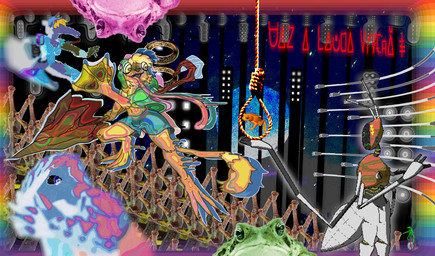 abstract_background action_pose anthro blue_bottomwear blue_clothing blue_shorts bottomwear brown_body brown_fur building clothing frog_hood fur green_clothing green_hoodie green_topwear hoodie long_tongue male night noose pose psychedelic rainbow rainbow_background sharp_teeth shorts simple_background skyscraper solo_focus teeth text tongue topwear weapon vapor_towers dat_boi jules_hopper_(vapor_towers) amphibian animate_inanimate ant anteater arthropod canid canine frog hymenopteran insect living_weapon mammal pangolin pilosan robot_anthro toad_(frog) xenarthran 3d_(artwork) absurd_res digital_media_(artwork) hi_res meme mixed_media tagme