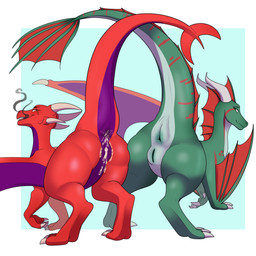 after_sex anus ass_to_ass belly big_butt bodily_fluids butt claws clitoris cum cum_drip cum_from_ass cum_from_vagina cum_in_ass cum_in_vagina cum_inside dripping duo eye_scar facial_scar feet female feral fin genital_fluids genitals green_anus green_eyes green_vulva hip_to_hip horn inviting looking_at_viewer looking_back markings mint_body multicolored_body open_mouth open_smile orange_eyes presenting presenting_anus presenting_cum_inside presenting_hindquarters presenting_vulva purple_anus purple_belly purple_vulva raised_tail rear_view red_body scale_markings scales scar seductive side_by_side simple_background smile smirk smoke smoke_from_mouth smoke_from_nose tail tail_anus tail_fin take_your_pick teeth thick_thighs toe_claws tongue two_tone_body vulva white_belly wide_hips wings riboo european_mythology mythology alexandra_fay amynta_emms dragon mythological_creature mythological_scalie scalie sea_wyvern western_dragon wyvern 1:1 hi_res