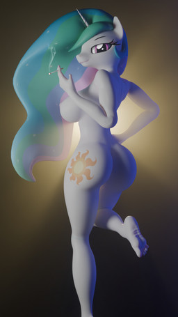 anthro barefoot breasts butt cigarette clothed clothing cutie_mark feet female holding_cigarette holding_object horn looking_at_viewer nipples nude nude_anthro on_one_leg purple_eyes smile smiling_at_viewer soles solo standing toes topless white_body wrinkled_feet wrinkles bamb00 friendship_is_magic hasbro my_little_pony princess_celestia_(mlp) equid equine horse mammal pony 3d_(artwork) 9:16 blender_(artwork) blender_cycles_(artwork) digital_media_(artwork) hi_res