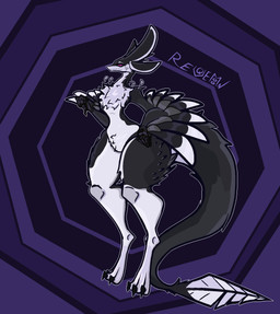 3_fingers 3_toes 4_ears abstract_background ambiguous_gender anthro big_tail black_body black_feathers black_finger_claws black_fur black_sclera black_scutes black_toe_claws chest_tuft claws countershading digitigrade feathered_wings feathers featureless_crotch feet fingers front_view fur gesture hair half-closed_eyes hand_gesture hand_on_hip hand_on_own_hip long_tail looking_at_viewer multi_ear narrowed_eyes nude outline pointing pointing_at_crotch pointing_at_self purple_background purple_eyes scuted_arms scutes simple_background skinny slim small_waist solo standing tail text thick_thighs thick_tights toe_claws toes tuft white_body white_feathers white_fur white_outline wide_hips wings requemoon fyr_(fenrir784) avali avian bird 2025 colored digital_drawing_(artwork) digital_media_(artwork) english_text full-length_portrait hi_res portrait shaded signature simple_shading