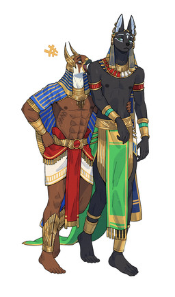 abs anthro areola beak biped clothed clothed_anthro clothed_male clothing duo egyptian egyptian_clothing feet fingers front_view male nipples simple_background smile standing toes tongue nulia egyptian_mythology middle_eastern_mythology mythology elmouti erdin anubian_jackal avian bird canid canine canis deity jackal mammal 2026 digital_drawing_(artwork) digital_media_(artwork) hi_res