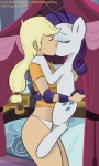 alternate_species bestiality blonde_hair cutie_mark duo eyes_closed female female/female female_on_feral female_on_human feral hair human_on_feral humanized interspecies kiss_on_lips kissing tail jobo37 lowkey friendship_is_magic hasbro my_little_pony applejack_(mlp) rarity_(mlp) equid equine horse human mammal pony