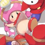 ambiguous_gender assisted_exposure belt blush embarrassed female female/ambiguous fungus genitals group mushroom not_furry on_model pussy solo_focus youjomodoki mario_bros nintendo toadette humanoid shyguy toad_(mario) 1:1 hi_res