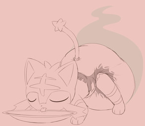 ambiguous_gender clothed clothing diaper diaper_only feces feral front_view soiled soiled_diaper soiling solo stink_fumes topless unclean_diaper used_diaper wearing_diaper sinningsneasel nintendo pokemon generation_7_pokemon litten pokemon_(species)