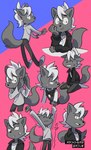 anthro bodily_fluids ear_piercing male multiple_poses piercing pose solo sweat tears coffinsmokes odd_taxi shun_imai_(odd_taxi) mammal mephitid skunk hi_res