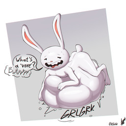 4_fingers abdominal_bulge anthro anthro_pred asking asking_viewer asking_what belly belly_bed belly_on_ground big_belly biped bloated bodily_fluids bodily_noises burping dialogue digestion digestion_noises feet fingers fully_inside fur glistening glistening_body glistening_fur half-closed_eyes hand_on_belly hand_on_own_belly huge_belly long_ears lying lying_on_ground male male_anthro male_pred monotone_belly monotone_body monotone_fur motion_lines narrowed_eyes nude_anthro nude_male on_front on_ground open_mouth open_smile oral_vore partial_speech_bubble question quotation_marks resting_on_belly round_face round_nose rumbling_stomach same_size_vore scut_tail sharp_teeth short_tail simple_background smile soft_vore solo sound_effects speech_bubble sweat sweaty_face tail tan_inner_ear teeth text thick_thighs tongue vore vowelless vowelless_sound_effect white_arms white_belly white_body white_ears white_face white_feet white_fur white_hands white_legs white_tail nsfoxxw sam_and_max max_(sam_and_max) lagomorph leporid mammal rabbit 1:1 2025 digital_drawing_(artwork) digital_media_(artwork) english_text full-length_portrait hi_res portrait