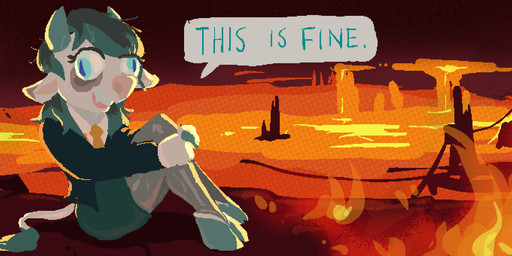 anthro bottomwear clothed clothing femboy fire hell hooves horn lava male skirt solo tail teeth topwear tass_the_bovine taloss bovid bovine cattle mammal hi_res