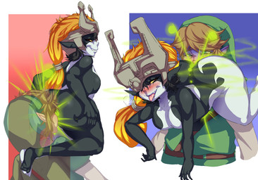 accessory armor belt big_butt biped breasts breath butt butt_in_face clothed clothed/nude clothing disgust dominant dominant_female dominant_humanoid duo eyelashes fart fart_cloud fart_fetish farting_on_face featureless_breasts feet female floating forced fused_shadow genitals grin hair hair_accessory hair_tie hand_on_butt hat headgear headgear_only headwear helmet helmet_only humanoid_pointy_ears larger_male leglock long_hair looking_at_another looking_back looking_back_at_another male male/female narrowed_eyes nude open_mouth open_smile orange_hair pear-shaped_figure pointy_ears red_eyes relieved sharp_teeth shirt short_stack sigh simple_background size_difference small_breasts small_dom_big_sub smaller_female smelly smile smug soles stinkface submissive submissive_humanoid submissive_male teeth thick_thighs toes tongue tongue_out topwear translucent translucent_body tunic vulva wide_hips yellow_sclera lazei nintendo the_legend_of_zelda twilight_princess link midna humanoid hylian imp twili 2019 absurd_res digital_drawing_(artwork) digital_media_(artwork) hi_res