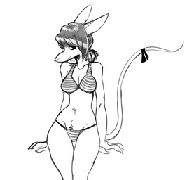 accessory anthro bikini bow_ribbon breasts cleavage clothed clothing female furgonomics hair ribbons solo swimwear tail tail_accessory tail_bow tail_ribbon two-piece_swimsuit calmnivore conditional_dnp final_fantasy final_fantasy_ix square_enix burmecian mammal rodent