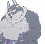 anthro belly blush bulge clothing cute_fangs fangs humanoid_hands male moobs navel overweight overweight_anthro overweight_male simple_background solo teeth underwear white_background cddi_h lifewonders tokyo_afterschool_summoners tsathoggua_(tas) monster 2020