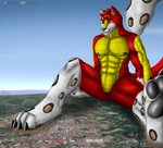 abs anthro athletic dots fur grey_body grey_fur grin horn landscape_dwarfing macro male muscular muscular_anthro muscular_male pawpads paws red_body red_fur scales smile smirk solo tail yellow_body yellow_scales chrislhi european_mythology greek_mythology mythology lhikan_(chrislhi) avian canid canine canis dragon felid hybrid mammal mythological_avian mythological_bird mythological_creature mythological_firebird mythological_scalie pantherine phoenix scalie snow_leopard wolf hi_res