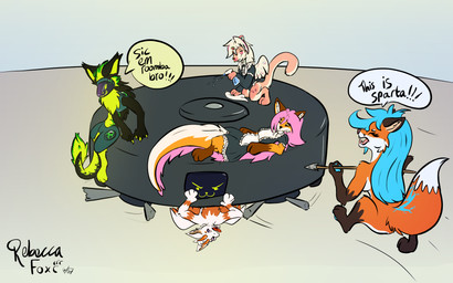 anthro clothing female group maid_uniform micro protofen rebecca_fox uniform wings this_is_sparta_(meme) youtube canid canine fox mammal 16:10 hi_res signature widescreen
