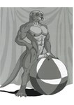 abs anthro ball big_muscles big_penis claws curtains feet fur genitals hair hand_on_hip humanoid_genitalia humanoid_penis male membrane_(anatomy) muscular muscular_male navel nipples pecs penis solo teeth toes webbed_feet webbed_hands whiskers sudonym mammal mustelid otter hi_res