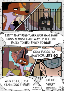 black_ears brown_body brown_fur dialogue elderly_male eyewear female feral fur glasses gold_(metal) gold_tooth green_eyes grey_body grey_fur grey_hair group hair light_body light_skin male speech_bubble text trio white_body white_fur redundantmodule 101_dalmatian_street 101_dalmatians disney alfred_bright big_fee_(101_dalmatians) fergus_(101_dalmatians) sid_(101_dalmatians) canid canine fox human mammal murid murine rat red_fox rodent sciurid tree_squirrel true_fox comic english_text hi_res