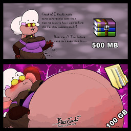 anthro belly big_breasts big_butt breasts butt compression failure female hyper hyper_pregnancy overweight pregnant shortstack text lagomorph mammal 1:1 english_text meme